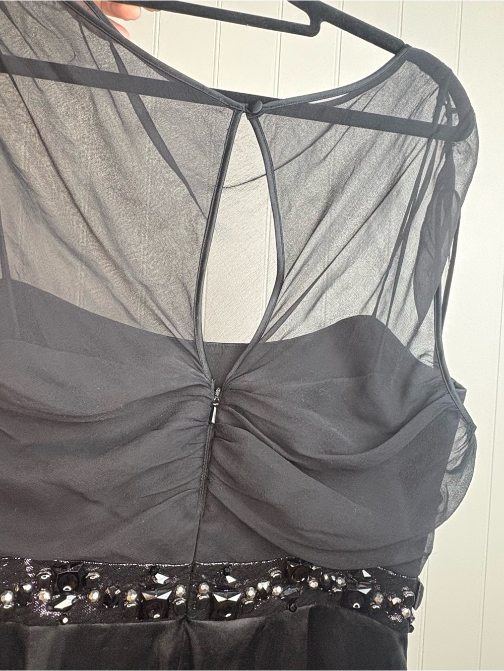 Hoglund New York Black Beaded Mesh Cocktail Dress Size 8 - Picture 8 of 9